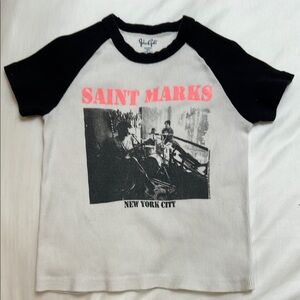 Brandy Melville Black and White Raglan Tee